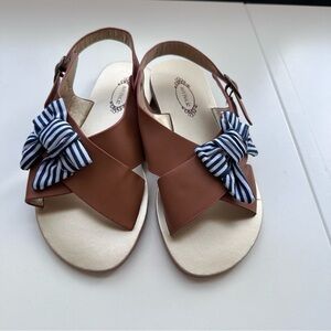 NEW Joyfolie Girl Aria Sandals size toddler 13 bows navy white brown sandal